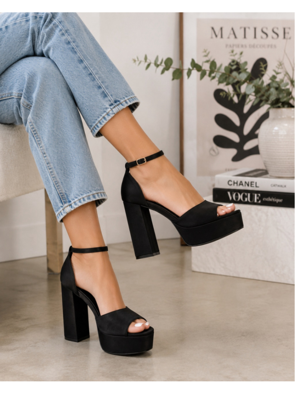 Azalea Wang Kayleigh Black Platform Ankle Strap Heels Size 10 Y2K Party